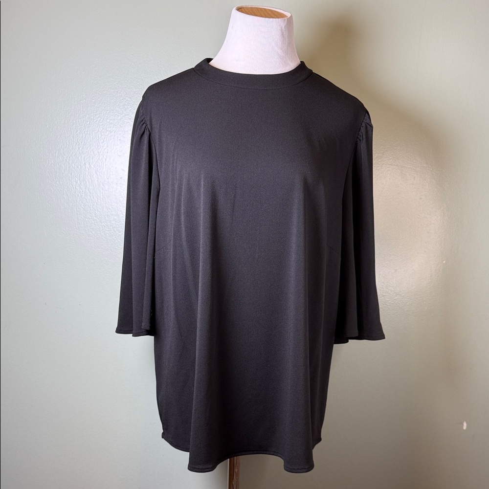 Universal Standard Black Ponte Bell Sleeve Top